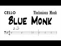 Blue Monk Cello Sheet Music Backing Track Play Along Partitura