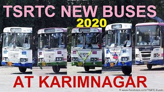 TSRTC KARIMNAGAR BUS STAND | TSRTC NEW HIRE BUSES AND OLD OWN BUSES ENTERING KARIMNAGAR BUS STAND.