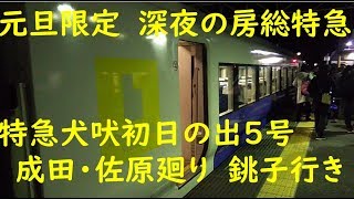 【成田・佐原経由】特急犬吠初日の出5号（E257系500番台）新宿～銚子　乗車記録　200101