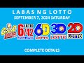 9pm Lotto Result Today September 7 2024 | PCSO Complete Details