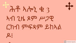 ሕቶ ኣሎኒ ቁ 3 ኣብ ጊዜ ጾም ሥጋዊ ርክብ ይፍቀድ ዶ፧