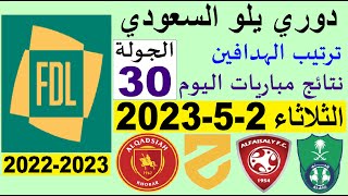 ترتيب دوري يلو الدرجة الأولى السعودي بعد مباريات اليوم الثلاثاء 2-5-2023 الجولة 30