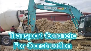 📢KOBELCO EXCAVATOR🌟 Transport🏗️ Concrete For 🔀Construction Wearhouse #kobelco #excavator #subscribe