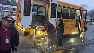 First Standee on School Bus Lift Using a Walker in NY by Accessibility Ambassador Alex
