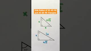 Side Ratios of 45-45-90 and 30-60-90 Triangles #Shorts #geometry #triangle #triangles #math