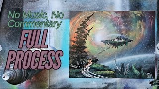 Full Process Spray Paint Art | Rainbow Galaxy and Floating Island