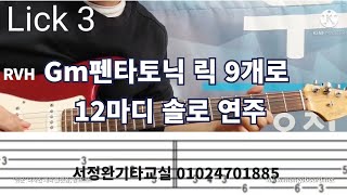 Gm펜타토닉 릭 9개로 만든 12마디 솔로 배워보기 / 서정완기타교실 / RVH