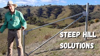 Building Steep Hill Steel Fence End Assembly Kits