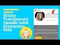 Sticky Transparent Header with CSS for Elementor PRO