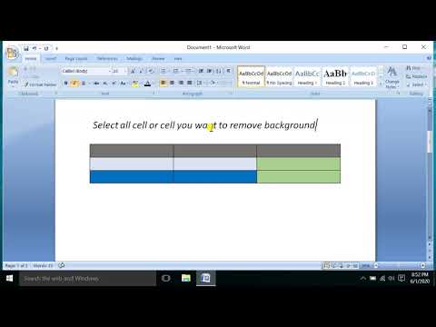 How to remove background color  from table cell  in microsoft word