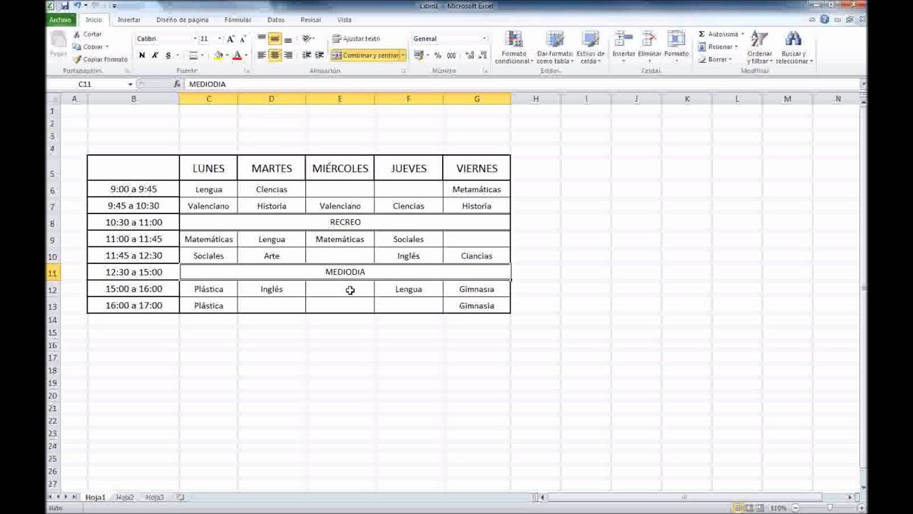 Como Hacer Un Calendario Semanal En Excel