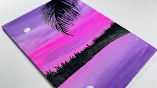 Purple sky | How to paint | Easy acrylic art for beginners #shorts #youtubeshorts