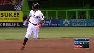 ATL@MIA: Ozuna connects on a triple to center field