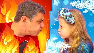 Nastya và bố chơi thử thách nóng và lạnh