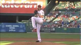 Jered Weaver Slow Motion Pitching Mechanics - Baseball Instruction Tips MLB LA Angels