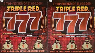 TRIPLE RED 7S! $60 OF PENNSYLVANIA LOTTERY $30 SCRATCH OFF TICKET! #lottery #scratch