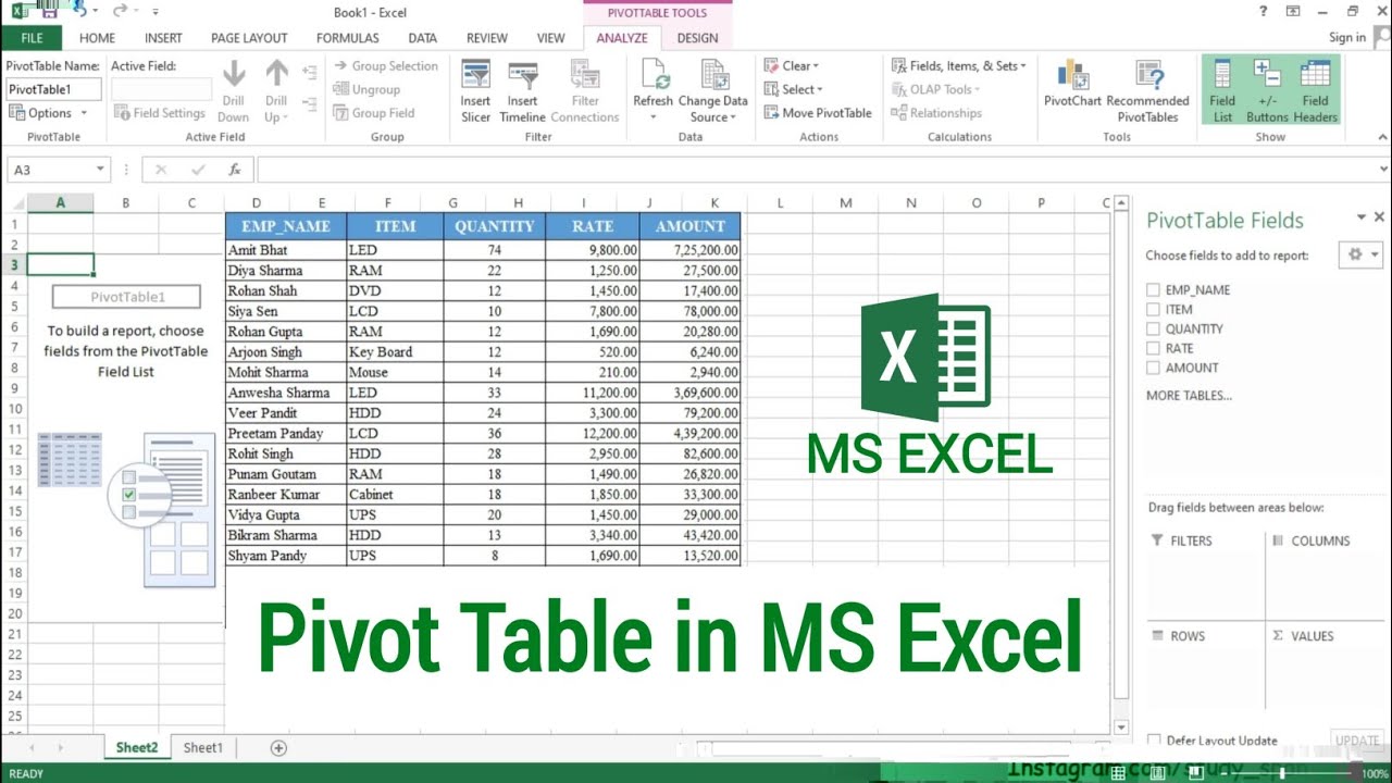 How To Create Pivot Table In Microsoft Excel Pivot Table In Excel How To Create Pivot Table In Microsoft Excel Pivot Table In Excel