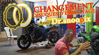 changement disques d'embrayage, kawasaki z900 اتغيير أقراص القابض \\ شنو السبب change of clutch discs