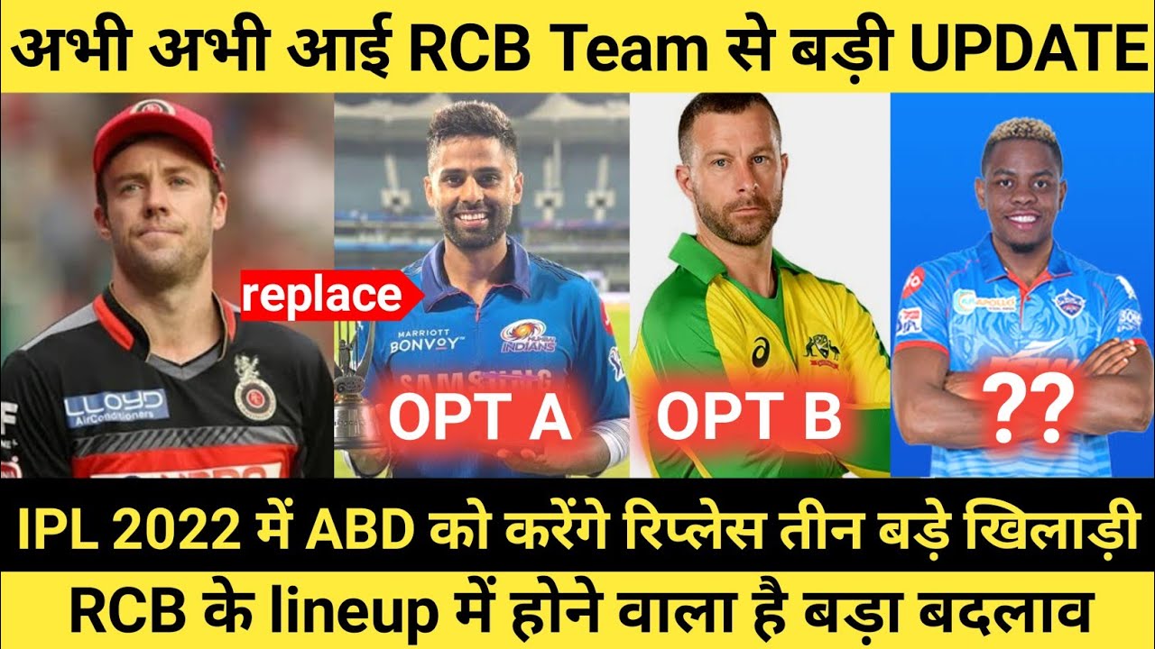 IPL 2022 : 3 Big Replacement For Abd In RCB | RCB Updates | Mega ...