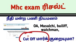 Mhc exam result update MHC cut off mark 38 district cut off marks