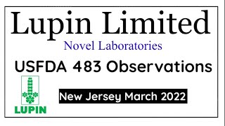 Lupin Ltd / Novel Laboratories New Jersy|| USFDA 483 Observations || March 2022 ||