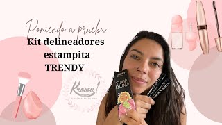 Poniendo a prueba el kit de 4 delineadores de estampita de Trendy