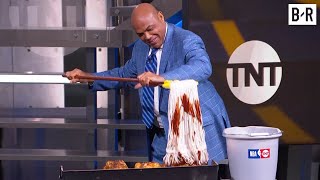 Chuck Uses a Mop to Put BBQ Sauce on Chicken | Inside the NBA