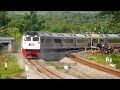 kereta api panjang lintas selatan u0026 lintas utara ❗ 17 kereta api panjang di 2 perlintasan ❗