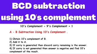BCD subtraction using 10's complement | Electrical Engineering