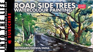 Watercolour Painting|| Road Side View || Kusumi River || ନୟାଗଡ || ODISHA || INDIA || INTO THE LIFE