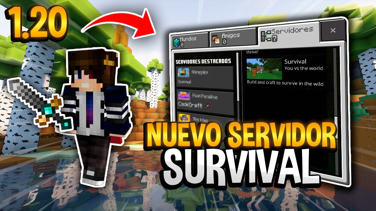 NUEVO SERVIDOR SURVIVAL Para MINECRAFT PE 1.20 | Servidores Para ...