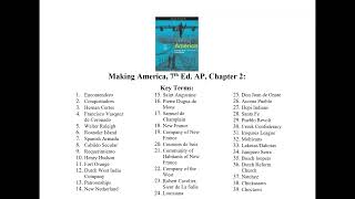 Making America, 7th Ed. AP, Chapter 2: A Continent on the Move, 1400-1725