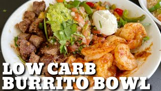 Steak and Shrimp Burrito Bowl -Low Carb Griddle Cooking