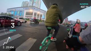 Chengdu morning rushhour by bicycle 20241230