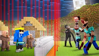 Scary Monsters Vs Village In Minecraft!