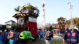 常滑市大谷地区祭礼2018  P1020163 遊園地   浜条・蓬莱車と奥条・東桜車