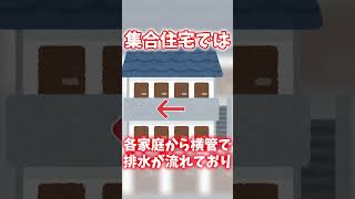 水回りトラブル発生！集合住宅でトイレ詰まりが発生したら注意したい！縦管の配管詰まりのトラブルを徹底解説！【富士水道】#shorts