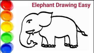 Elephant 🐘 drawing and colouring step by step for kids and toddlers