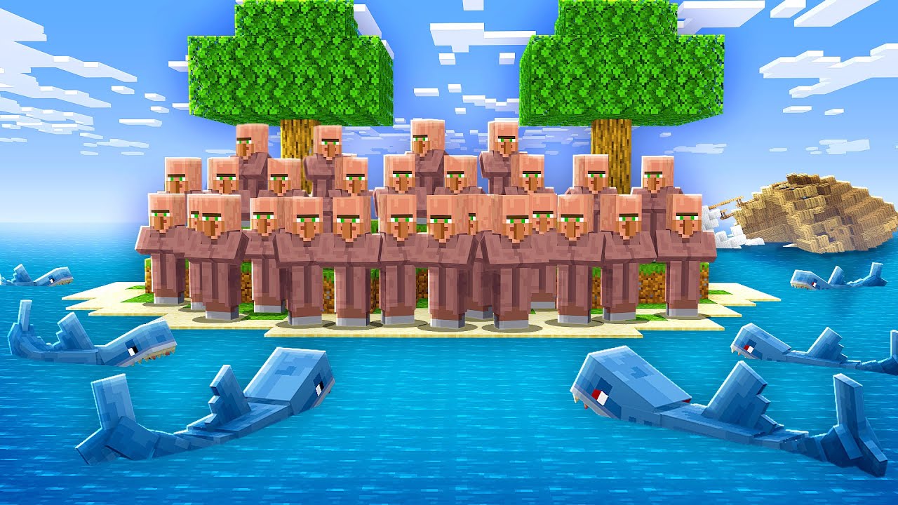 100 Villagers Simulate Survival On The Island Minecraft Animation