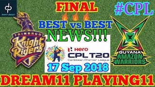 TKR vs GUY FINAL MATCH DREAM11 TEAM PREDICTION | LeagueAdda & Cricket++ Team | CPL FINAL TKR VE GUY