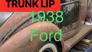 1938 Ford coupe saved,metal fabrication,bead rolling rat rod barn find,trunk lip