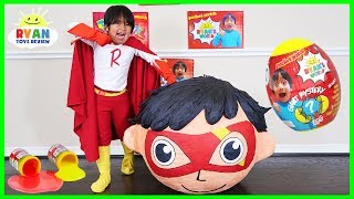 Superhero Kid Ryan Red Titan BIGGEST GIANT EGG SURPRISE OPENING with Ryan's World Toys!!!
