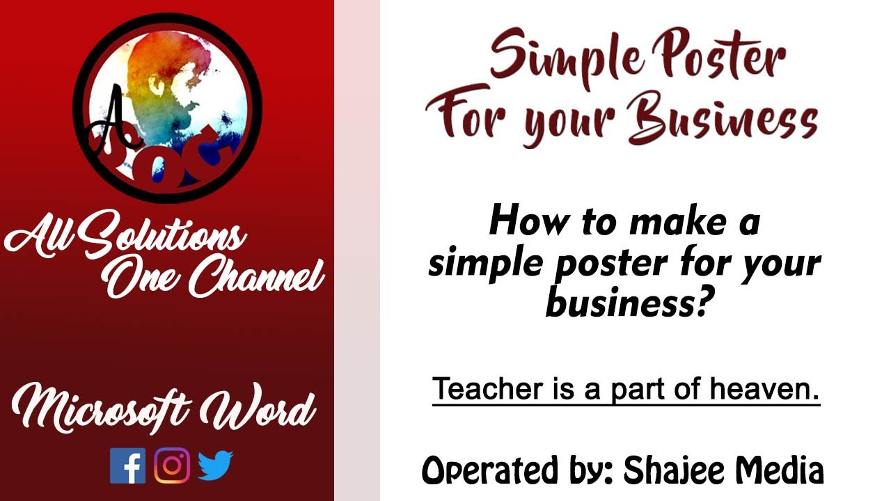 Microsoft Word │ How To Make A Poster For Your Small Business In MS ...