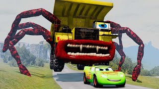 Epic escape from the Lightning McQueen Eater, Big Truck Eater, Mater Eater |BeamNG.Drive