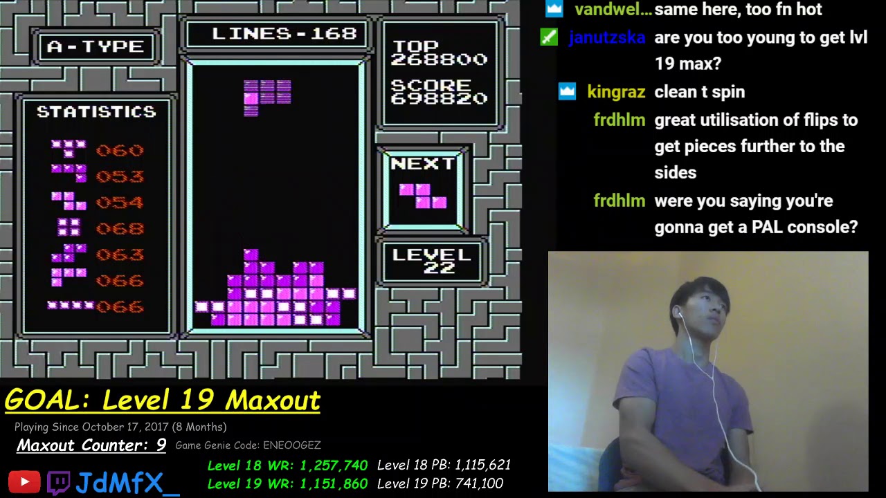 NES TETRIS - 931,420 Level 19 Start - 7/3/2018 - YouTube