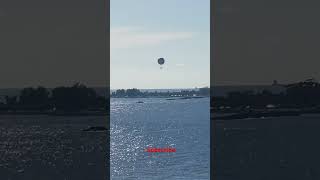 Hot air balloon flying over Ocean Cay Island, while Mega ships docked #hotairballoon#fly #sky #views