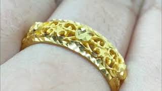 22k Ring Solid Gold Ring Ladies Jewelry Elegant Diamond Cut Filigree Band R1635