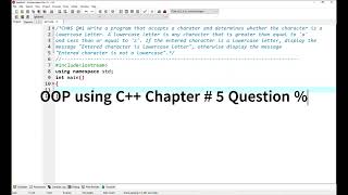 OOP with C++ - Chapter # 5 - Program Exercise - Question # 1 (Solution)
