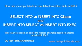 Difference between INSERT INTO and SELECT INTO Clause | INSERT INTO SELECT vs INSERT INTO EXEC | SQL