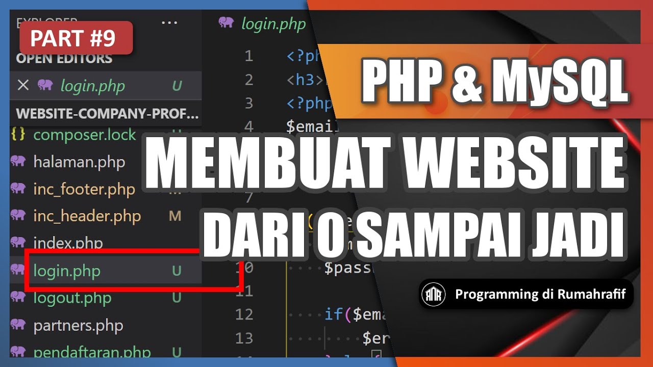 PART#9. MEMBUAT HALAMAN LOGIN DENGAN PHP DAN MYSQL // MEMBUAT WEBSITE ...